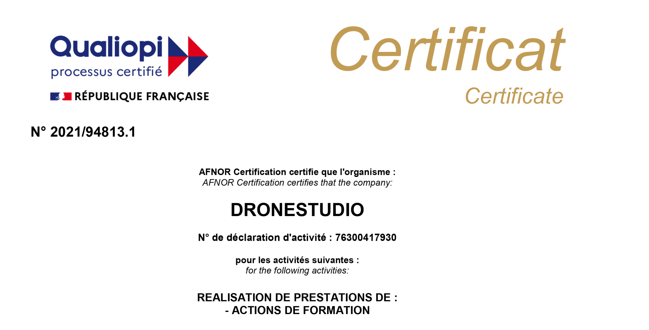 Formation drone Qualiopi